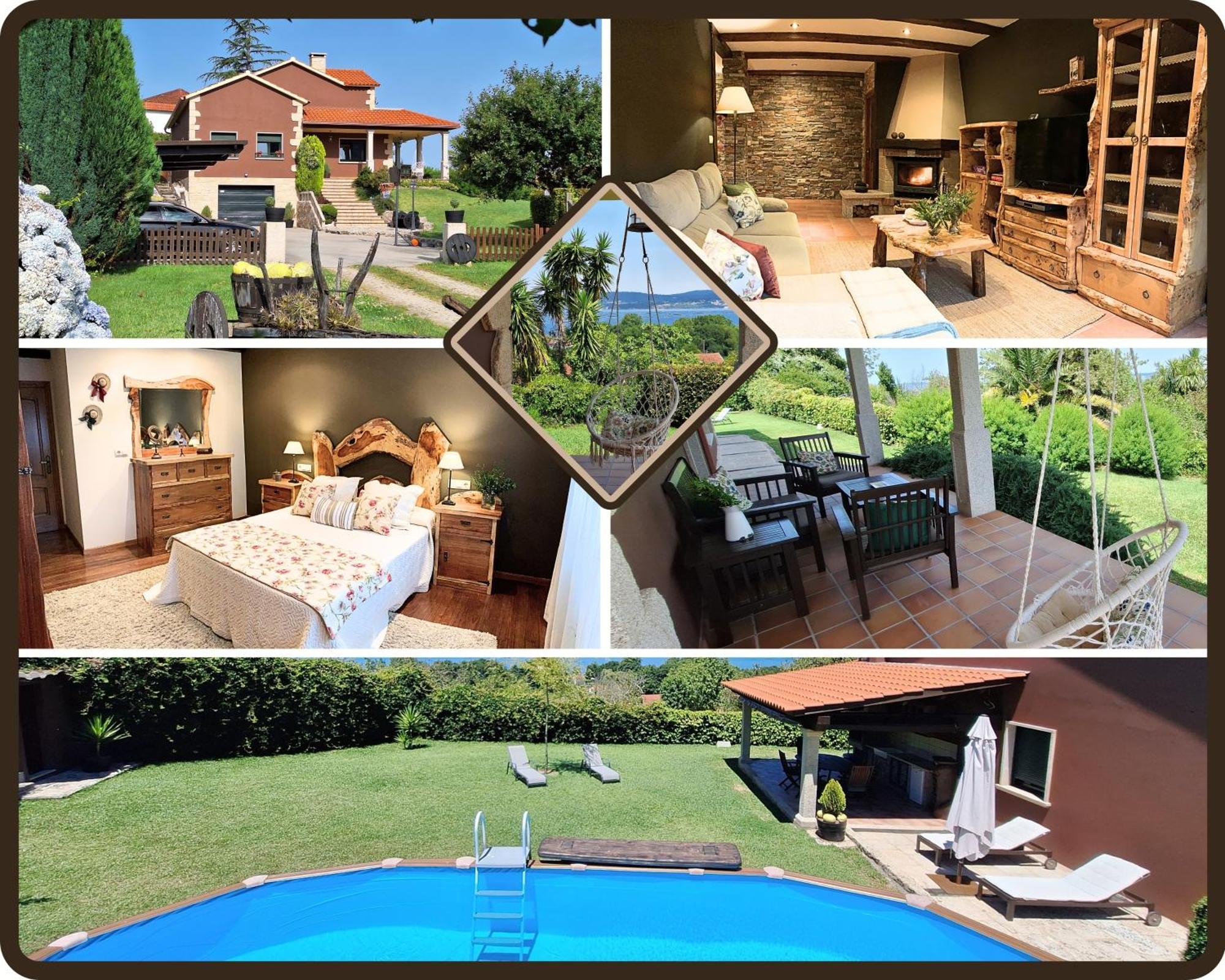 Chalet Rural 400 M Playa Piscina Barbacoa Chimenea Bueu Extérieur photo